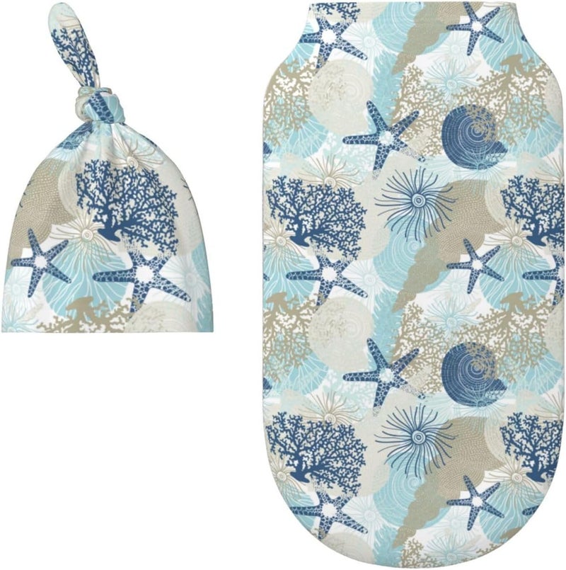 Figtihw Starfish Swaddle Blankets Newborn Receiving Blanket Baby Swaddle Wrap Soft Sleeping Sack for Baby Girls Boys - Image 1